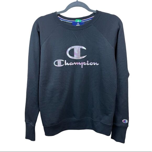 Champion Sweatshirt in Black with Silver/Pink Holographic  Logo, size S - NWT - Picture 1 of 12